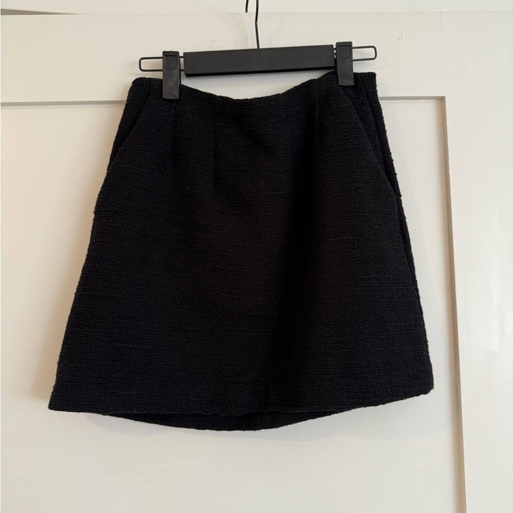 Babaton Textured Black A-Line Skirt